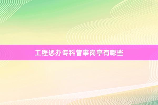 工程惩办专科管事岗亭有哪些